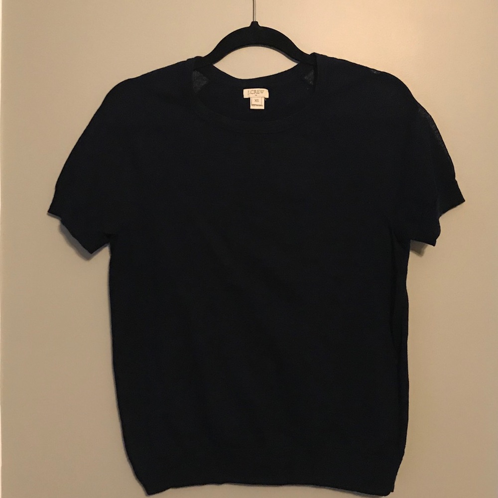 J.Crew Top with Sheer Mesh Sleeves | Size XS
